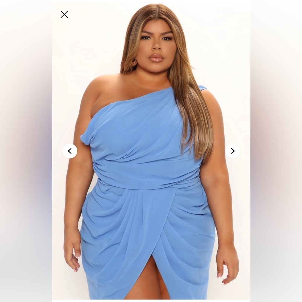 Fashion Nova Winning Daily Ruched Midi Dress - Blue - Picture 2 of 4